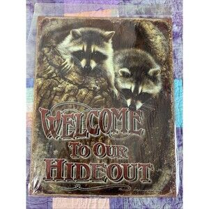 Welcome To Our Hideout Metal 12.5x16 Man Cave Bar Garage Decor Hangout Game Room